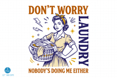 Don't Worry Laundry PNG, Trendy Vintage Retro Housewife Product Image 1
