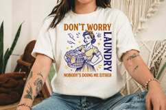 Don't Worry Laundry PNG, Trendy Vintage Retro Housewife Product Image 3