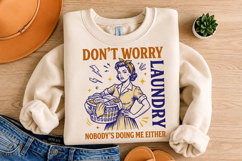 Don't Worry Laundry PNG, Trendy Vintage Retro Housewife Product Image 4