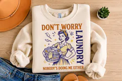 Don't Worry Laundry PNG, Trendy Vintage Retro Housewife Product Image 4