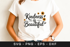 Kindness Is Beautiful Floral Quote SVG PNG Product Image 1
