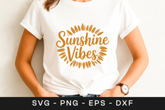 Sunshine Vibes Positive Quote SVG PNG Product Image 1