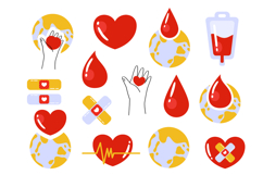 Hand-Drawn Blood Donation Clipart Set - 15 Medical Charity Product Image 1