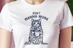 Don’t Wanna Work Just Meow SVG PNG | Cute Cozy Cat Design Product Image 3