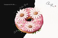 Watercolor Pink Floral Donut | Wedding PNG Product Image 2