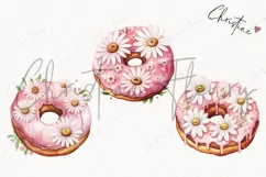 Watercolor Pink Floral Donut | Wedding PNG Product Image 3