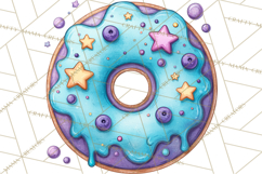 Whimsical Donut Doodle Clipart Cute Frosted PNG, Sweet Treat Product Image 2