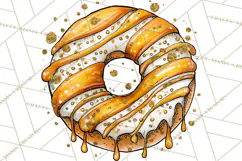 Whimsical Donut Doodle Clipart Cute Frosted PNG, Sweet Treat Product Image 3