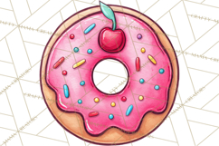 Whimsical Donut Doodle Clipart Cute Frosted PNG, Sweet Treat Product Image 5