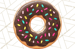 Whimsical Donut Doodle Clipart Cute Frosted PNG, Sweet Treat Product Image 3