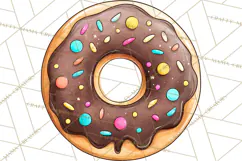 Whimsical Donut Doodle Clipart Cute Frosted PNG, Sweet Treat Product Image 4