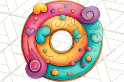 Whimsical Donut Doodle Clipart Cute Frosted PNG, Sweet Treat Product Image 5