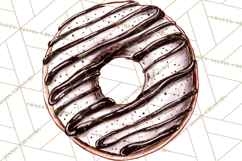 Whimsical Donut Doodle Clipart Cute Frosted PNG, Sweet Treat Product Image 2
