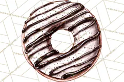 Whimsical Donut Doodle Clipart Cute Frosted PNG, Sweet Treat Product Image 2