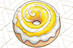 Whimsical Donut Doodle Clipart Cute Frosted PNG, Sweet Treat Product Image 5