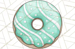 Whimsical Donut Doodle Clipart Cute Frosted PNG, Sweet Treat Product Image 2