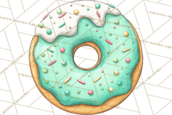Whimsical Donut Doodle Clipart Cute Frosted PNG, Sweet Treat Product Image 3
