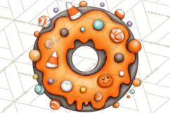 Whimsical Donut Doodle Clipart Cute Frosted PNG, Sweet Treat Product Image 4