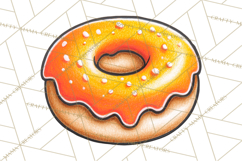 Whimsical Donut Doodle Clipart Cute Frosted PNG, Sweet Treat Product Image 5