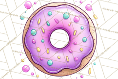 Whimsical Donut Doodle Clipart Cute Frosted PNG, Sweet Treat Product Image 3