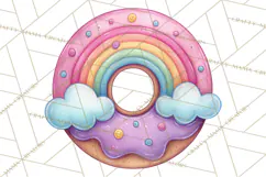Whimsical Donut Doodle Clipart Cute Frosted PNG, Sweet Treat Product Image 4