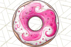 Whimsical Donut Doodle Clipart Cute Frosted PNG, Sweet Treat Product Image 5