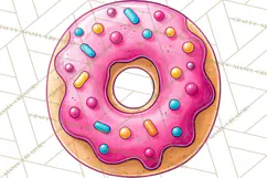 Whimsical Donut Doodle Clipart Cute Frosted PNG, Sweet Treat Product Image 2