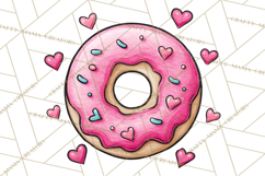 Whimsical Donut Doodle Clipart Cute Frosted PNG, Sweet Treat Product Image 3