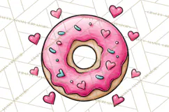 Whimsical Donut Doodle Clipart Cute Frosted PNG, Sweet Treat Product Image 3
