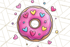 Whimsical Donut Doodle Clipart Cute Frosted PNG, Sweet Treat Product Image 4
