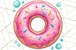 Whimsical Donut Doodle Clipart Cute Frosted PNG, Sweet Treat Product Image 5