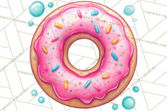 Whimsical Donut Doodle Clipart Cute Frosted PNG, Sweet Treat Product Image 5