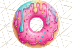 Whimsical Donut Doodle Clipart Cute Frosted PNG, Sweet Treat Product Image 2