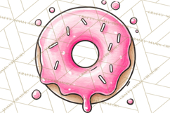 Whimsical Donut Doodle Clipart Cute Frosted PNG, Sweet Treat Product Image 3