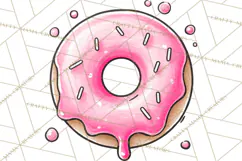 Whimsical Donut Doodle Clipart Cute Frosted PNG, Sweet Treat Product Image 3