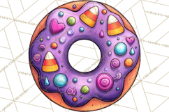 Whimsical Donut Doodle Clipart Cute Frosted PNG, Sweet Treat Product Image 5