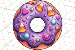 Whimsical Donut Doodle Clipart Cute Frosted PNG, Sweet Treat Product Image 5