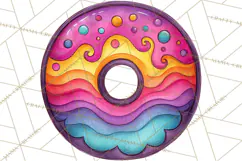Whimsical Donut Doodle Clipart Cute Frosted PNG, Sweet Treat Product Image 2