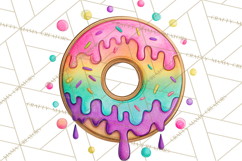 Whimsical Donut Doodle Clipart Cute Frosted PNG, Sweet Treat Product Image 3