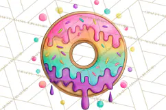 Whimsical Donut Doodle Clipart Cute Frosted PNG, Sweet Treat Product Image 3