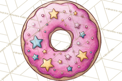 Whimsical Donut Doodle Clipart Cute Frosted PNG, Sweet Treat Product Image 2