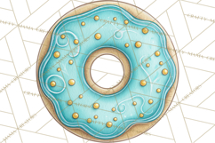 Whimsical Donut Doodle Clipart Cute Frosted PNG, Sweet Treat Product Image 4