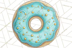 Whimsical Donut Doodle Clipart Cute Frosted PNG, Sweet Treat Product Image 4