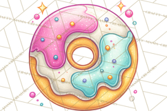 Whimsical Donut Doodle Clipart Cute Frosted PNG, Sweet Treat Product Image 2