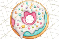 Whimsical Donut Doodle Clipart Cute Frosted PNG, Sweet Treat Product Image 3