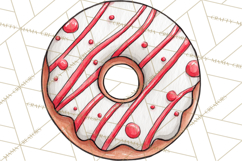 Whimsical Donut Doodle Clipart Cute Frosted PNG, Sweet Treat Product Image 4