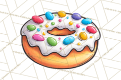 Whimsical Donut Doodle Clipart Cute Frosted PNG, Sweet Treat Product Image 5