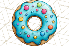 Whimsical Donut Doodle Clipart Cute Frosted PNG, Sweet Treat Product Image 5