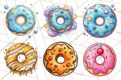 Whimsical Donut Doodle Clipart Cute Frosted PNG, Sweet Treat Product Image 3