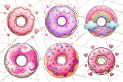 Whimsical Donut Doodle Clipart Cute Frosted PNG, Sweet Treat Product Image 6